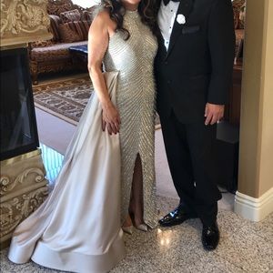 Luxurious silver embellished gown